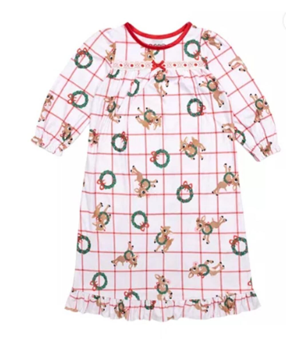 Rudolph Toddler Girl Holiday Sibling Sleep Granny Gown 2T